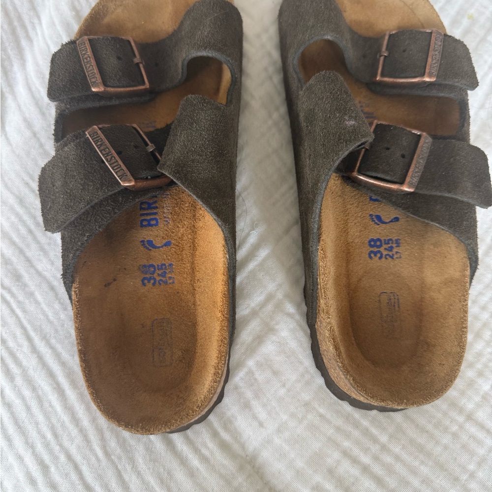 Birkenstock Women's  Suede Double-Strap Sandals in Dark Brown